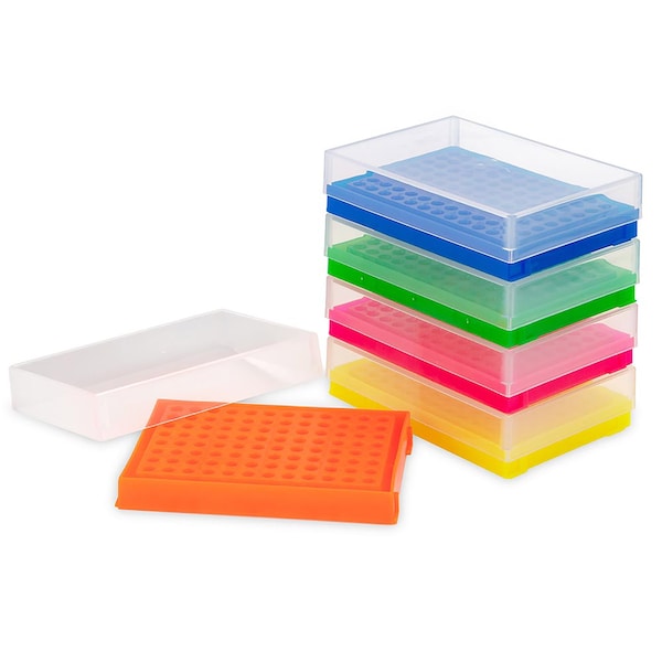 Globe Scientific PCR Work Racks, 96 well for PCR Plates and Strips, Five Fluorescent Colors, 5PK PCR-WORKPLATE - main